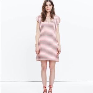 Madewell red and cream striped summer shift dress